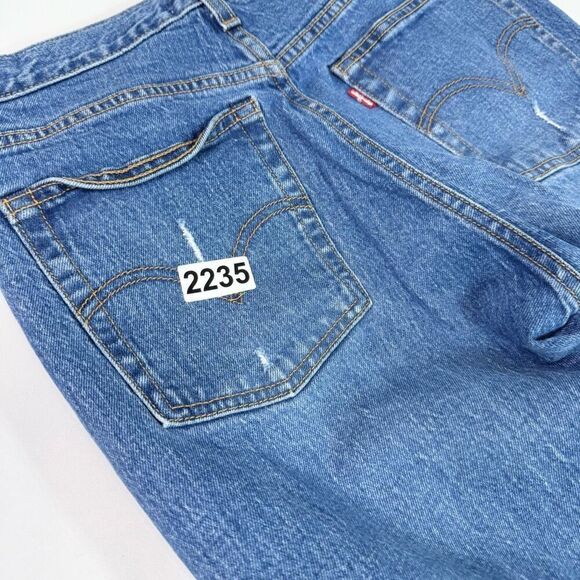 Levi's Jeans Womens 28 Wedgie Straight Medium Wash Denim Button Fly Distressed - Picture 8 of 10